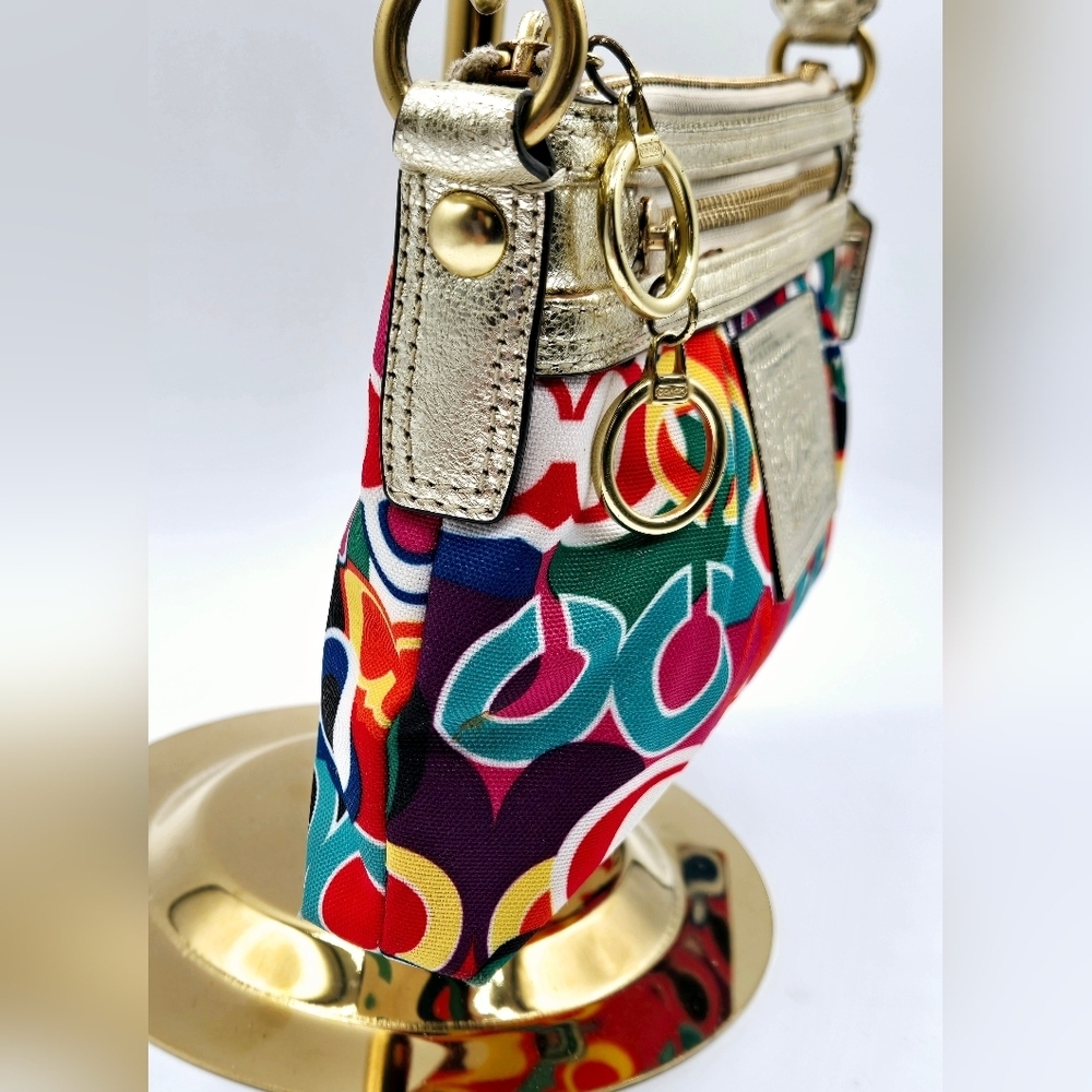 COACH POPPY Crossbody Nylon Op C Print Vibrant Colors - Picture 6 of 12